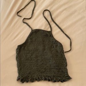 Ruched green tank top